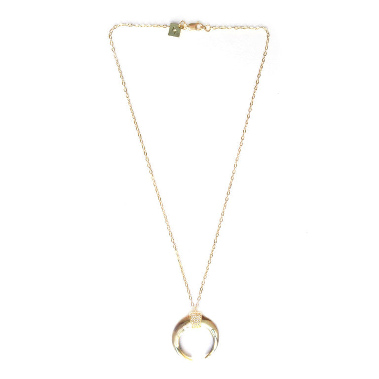 CELESTE DOUBLE HORN CRESCENT NECKLACE