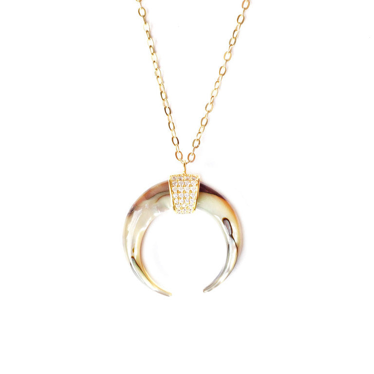 CELESTE DOUBLE HORN CRESCENT NECKLACE