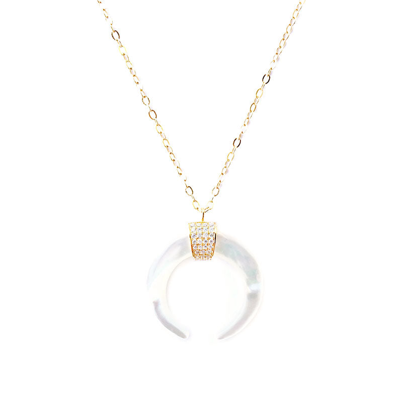 CELESTE DOUBLE HORN CRESCENT NECKLACE