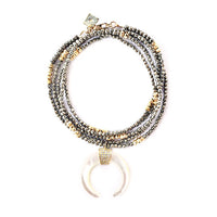 CELESTE MOTHER-OF-PEARL + PYRITE NECKLACE