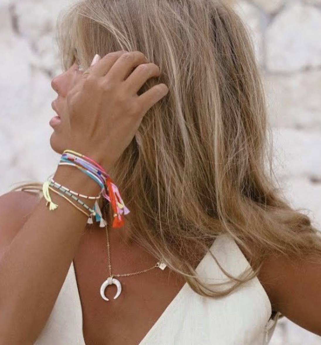 CELESTE DOUBLE HORN CRESCENT NECKLACE