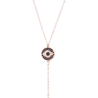 FEMI ROSE GOLD PAVÉ EVIL EYE LARIAT NECKLACE