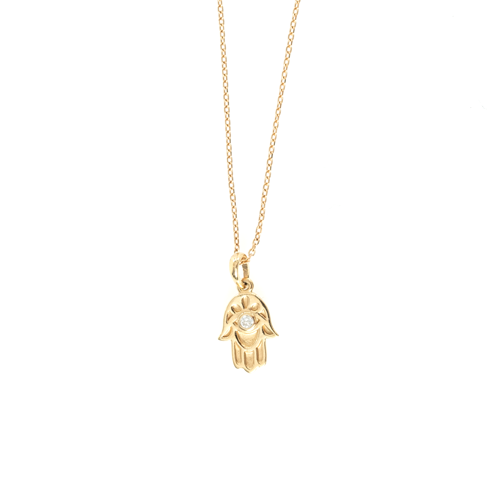 14K GOLD DIAMOND HAMSA NECKLACE