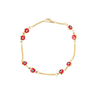 14K GOLD RED EVIL EYE BRACELET