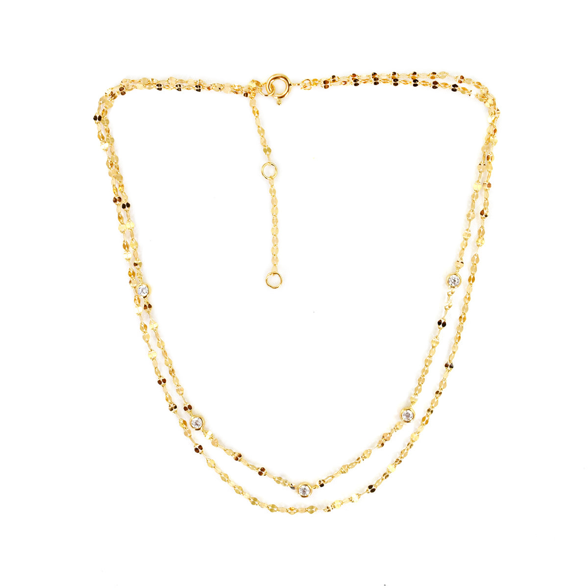 AURORA CRYSTAL DOUBLE-CHAIN CHOKER NECKLACE