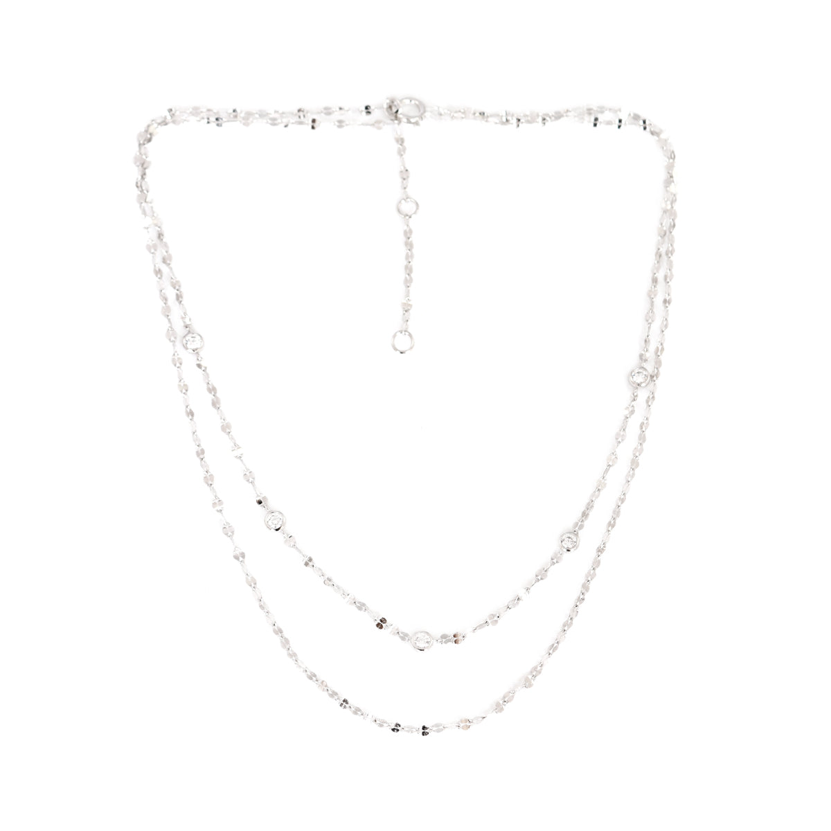 AURORA CRYSTAL DOUBLE-CHAIN CHOKER NECKLACE