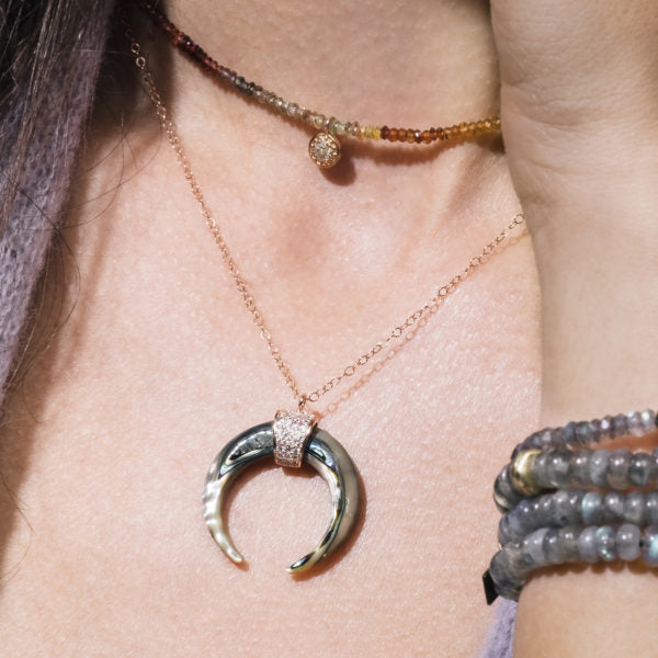 CELESTE DOUBLE HORN CRESCENT NECKLACE
