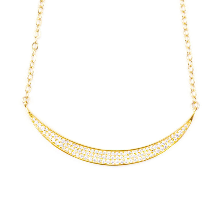NOVA CRYSTAL PAVÉ CRESCENT NECKLACE
