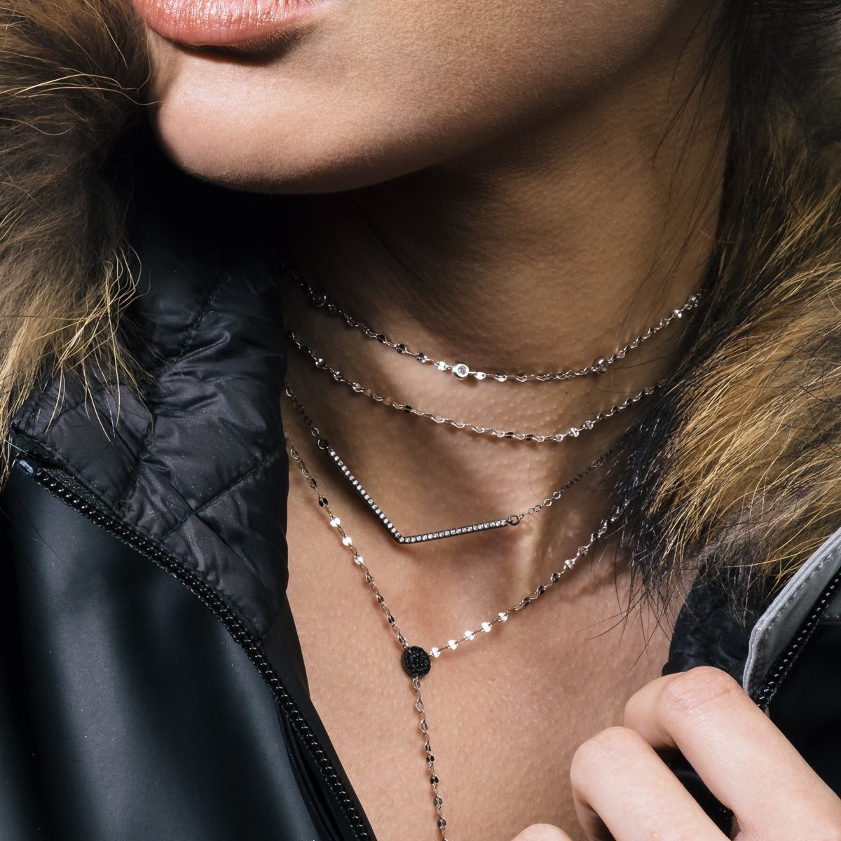 NOVA CRYSTAL PAVÉ V NECKLACE