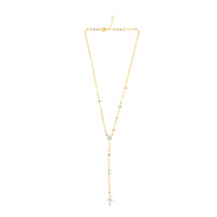 SPESSO PAVÉ DISC + CROSS LARIAT NECKLACE
