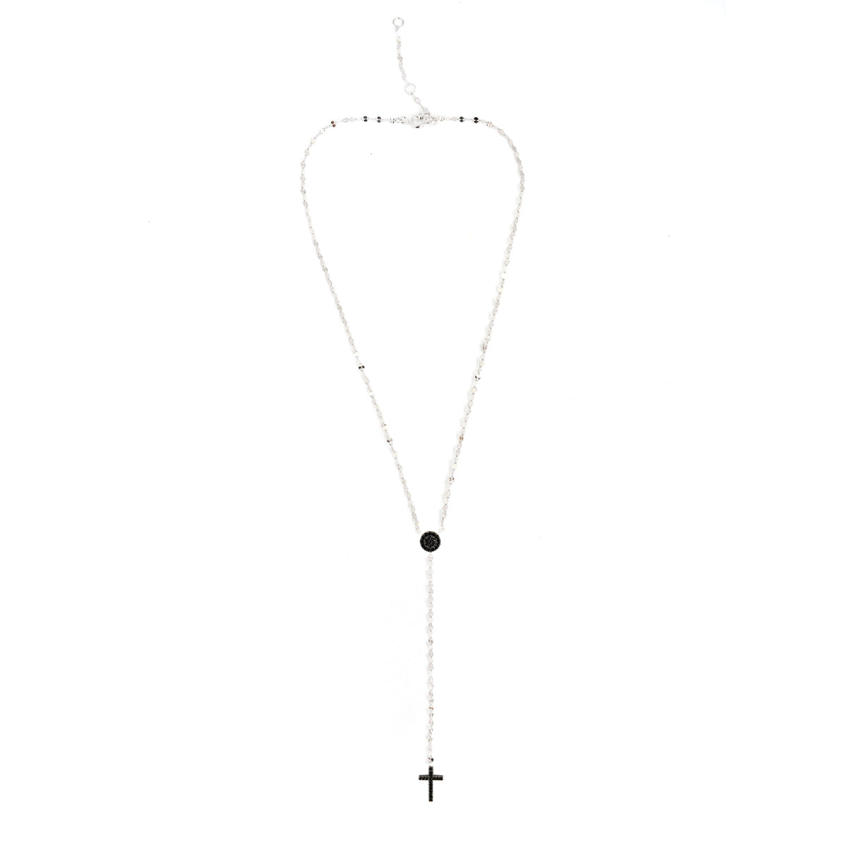 SPESSO PAVÉ DISC + CROSS LARIAT NECKLACE