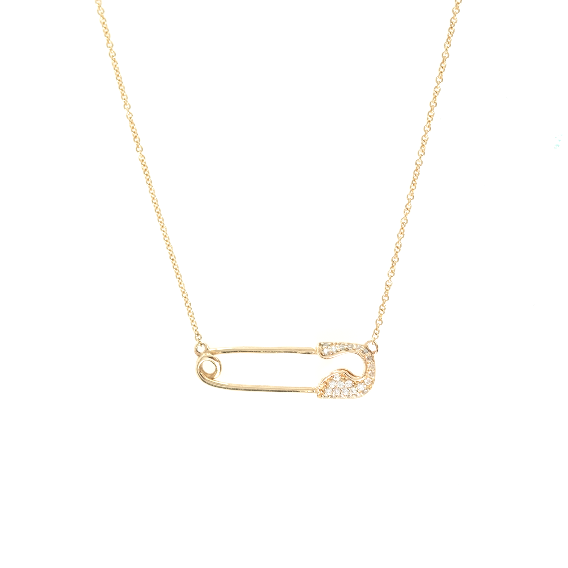 WHITE GOLD PAVÉ SAFETY PIN NECKLACE