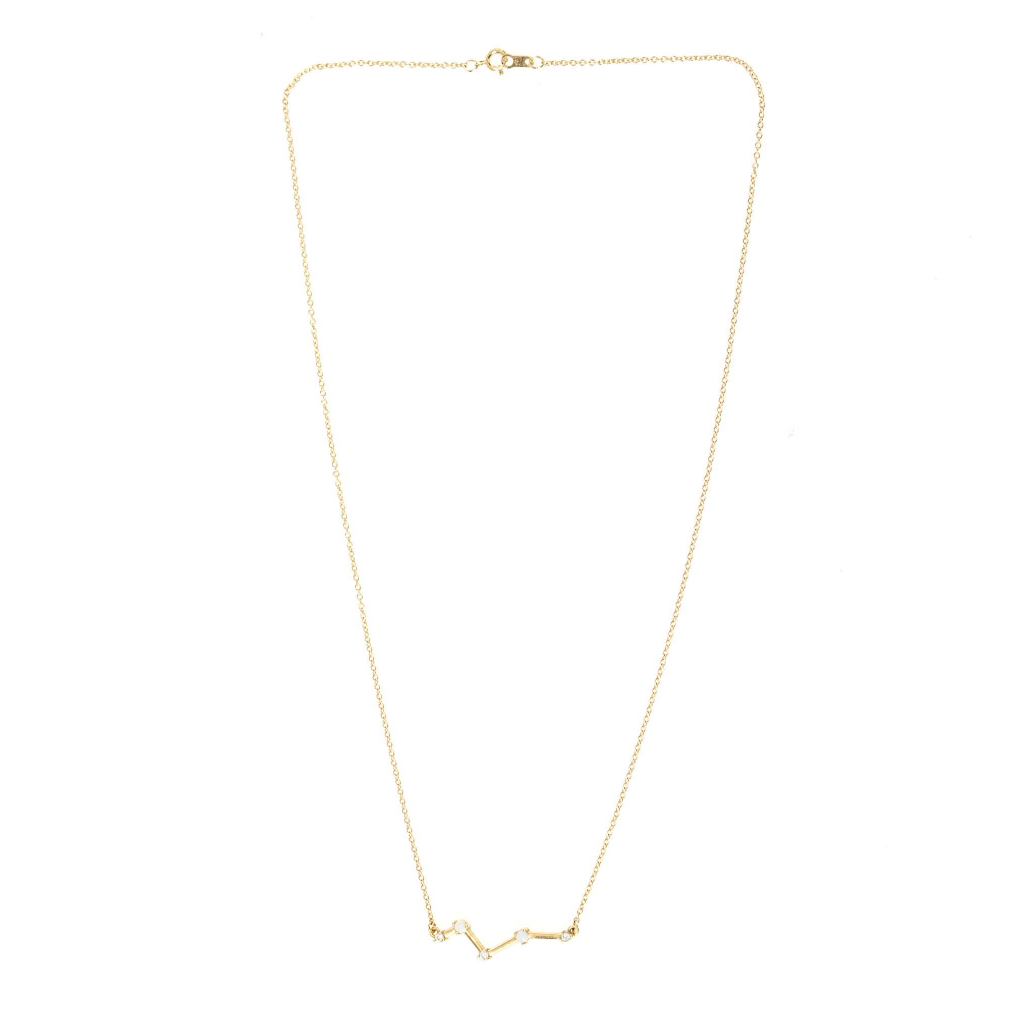 14K GOLD OPAL AND DIAMOND CONSTELLATION BAR NECKLACE