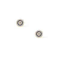 14K GOLD PAVÉ CRYSTAL EVIL EYE STUDS