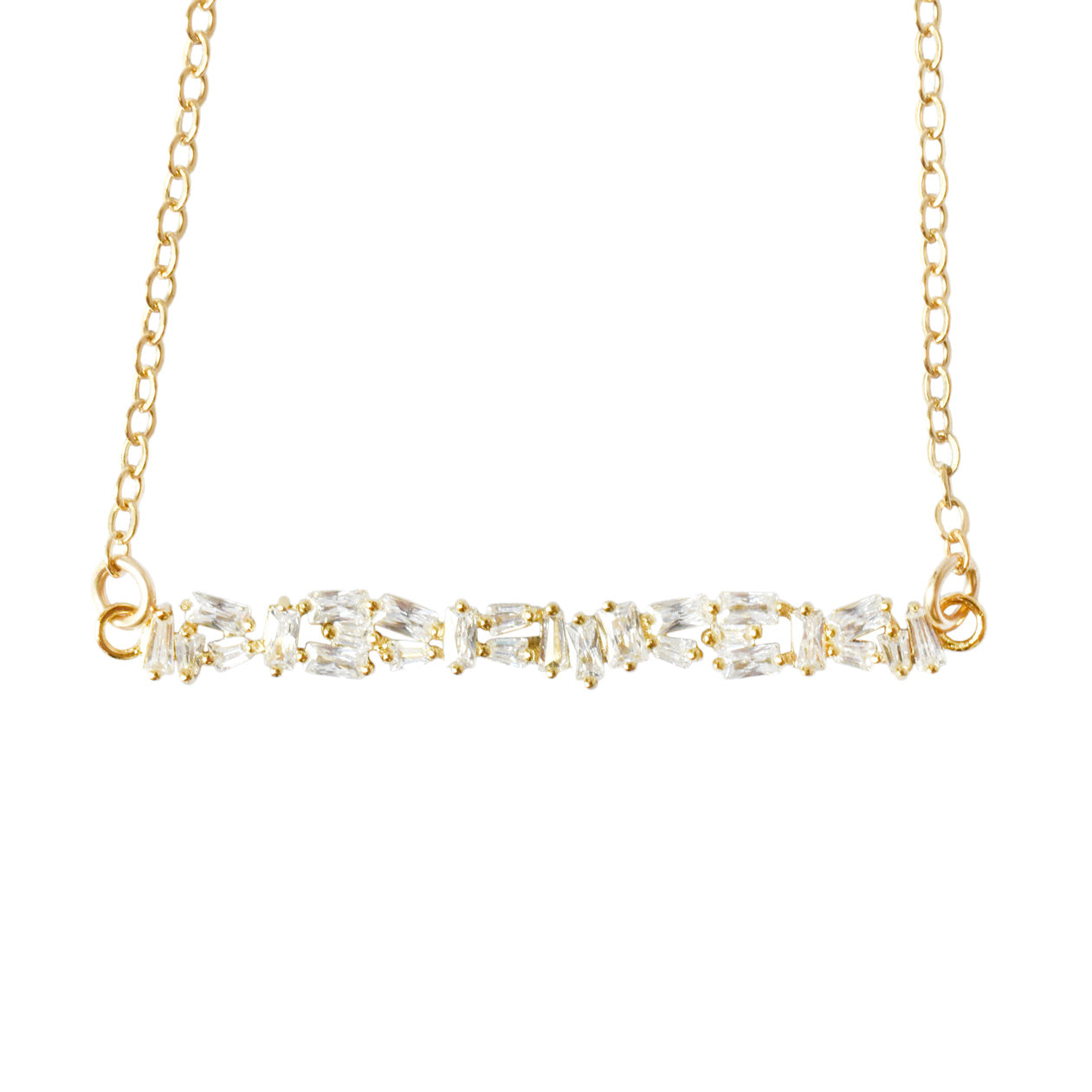 ALTA CRYSTAL BAGUETTE BAR NECKLACE
