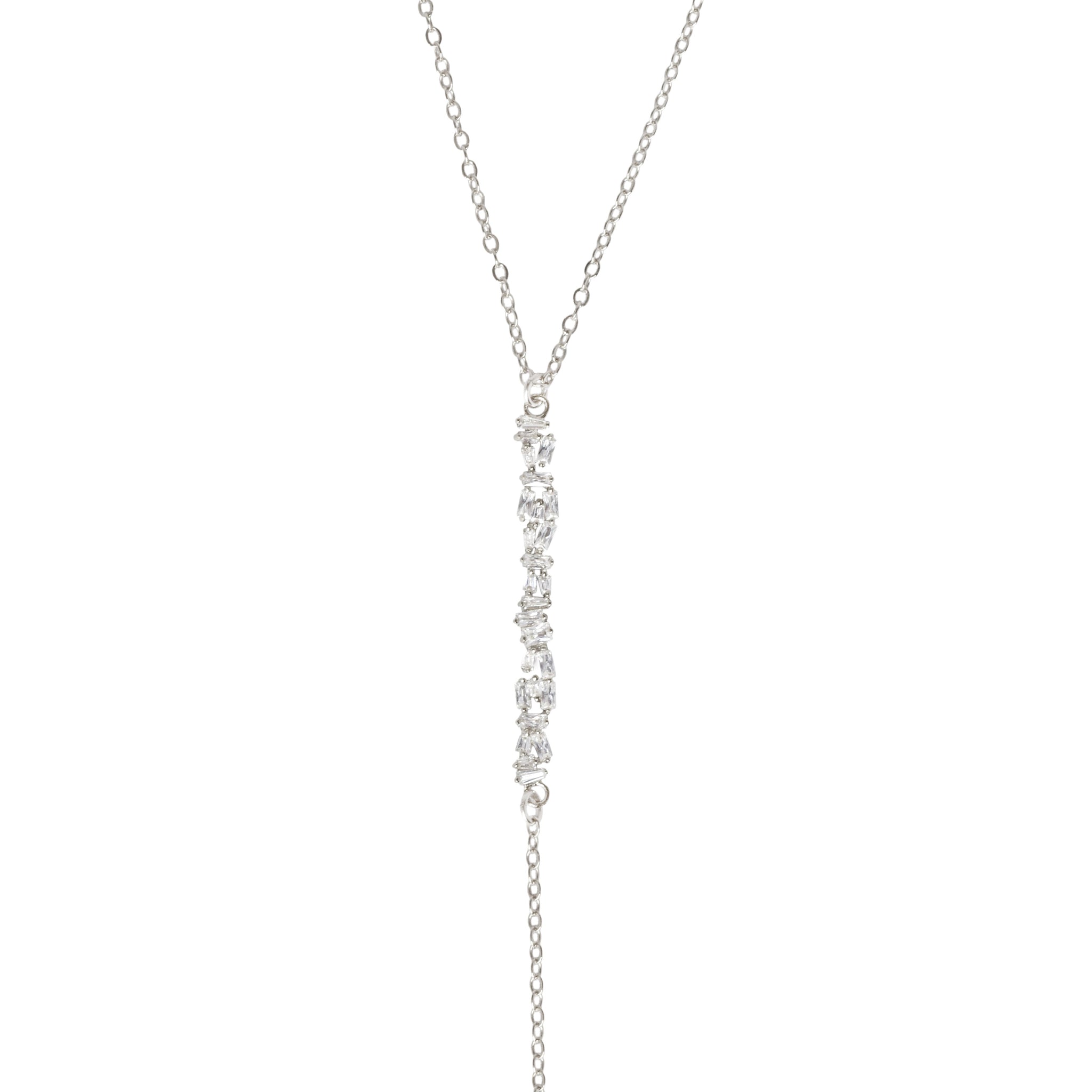 ALTA CRYSTAL BAGUETTE BAR LARIAT NECKLACE