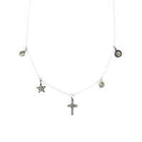 BAILIN SILVER CHARM CHOKER NECKLACE