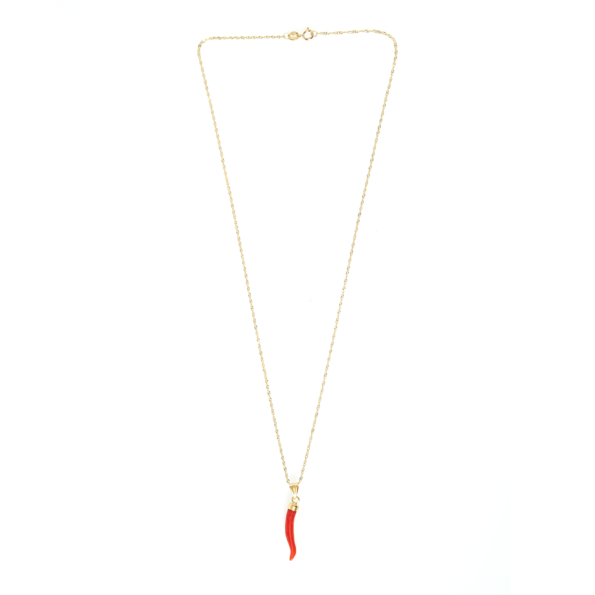 CORAL CORNICELLO ON 10K GOLD CHAIN