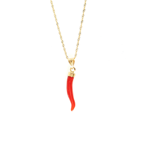 CORAL CORNICELLO ON 10K GOLD CHAIN