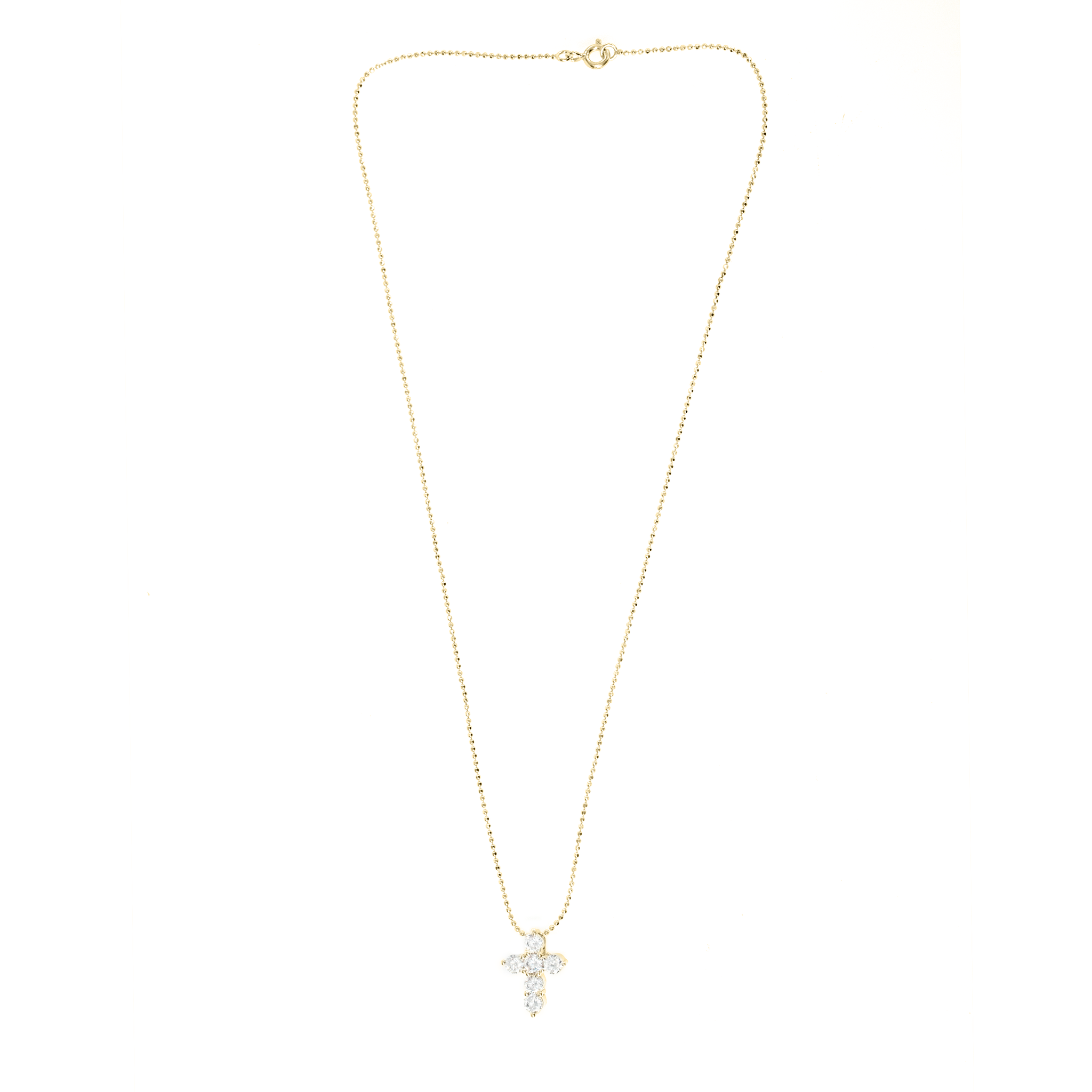 CRYSTAL CROSS NECKLACE ON BEAD CHAIN