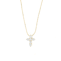 CRYSTAL CROSS NECKLACE ON BEAD CHAIN