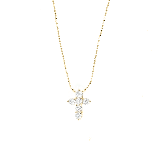 CRYSTAL CROSS NECKLACE ON BEAD CHAIN