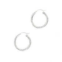 14K WHITE GOLD DIAMOND CUT HOOPS