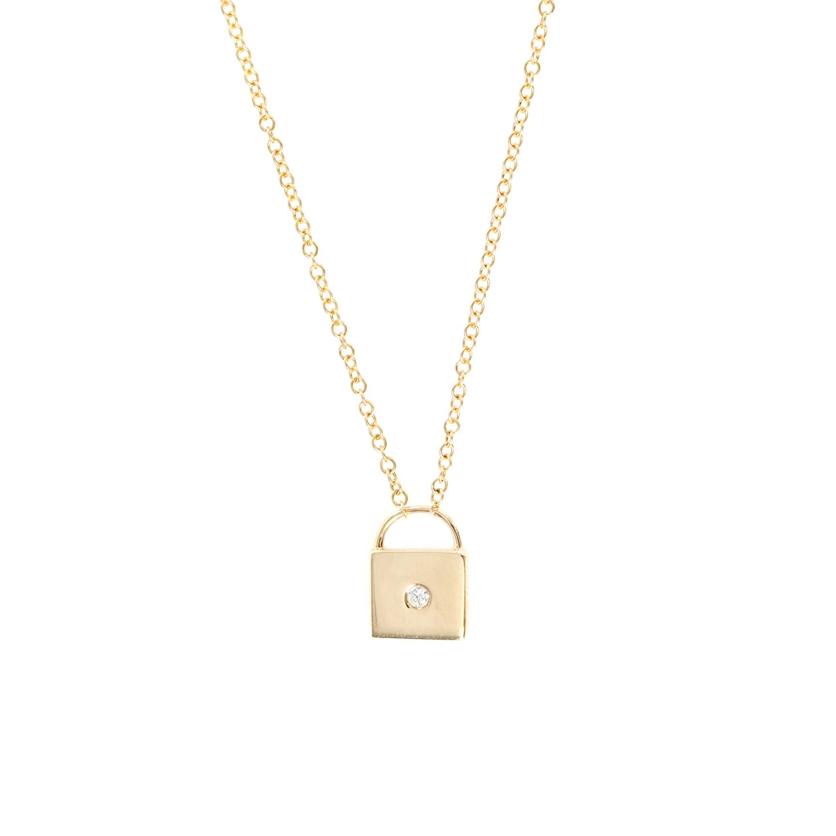 WHITE GOLD LOCK PENDANT NECKLACE