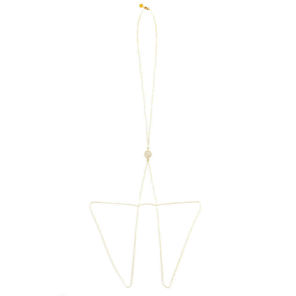 NICHELLE CRYSTAL PAVÉ DISC BODY CHAIN