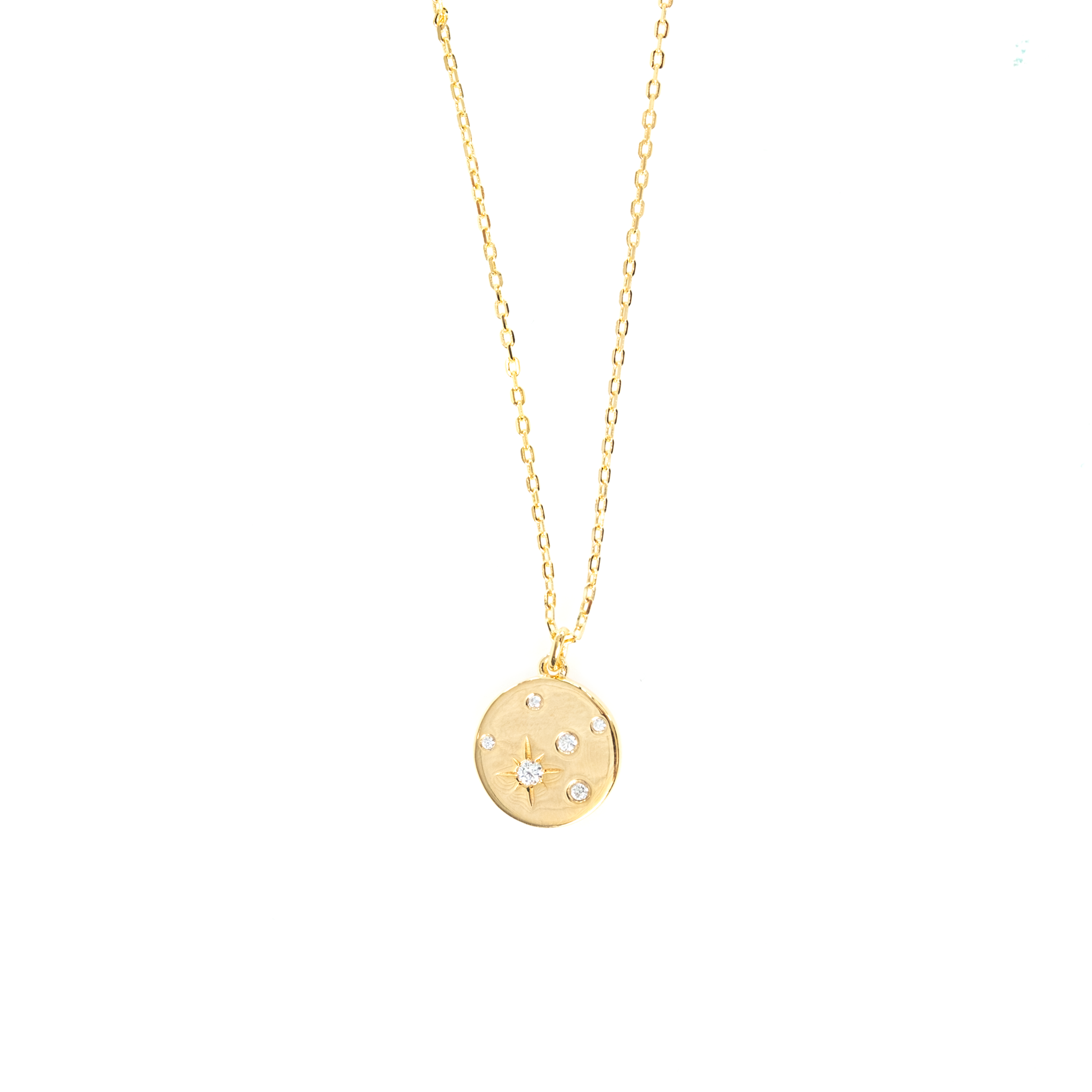 STARBURST DISC PENDANT NECKLACE IN GOLD
