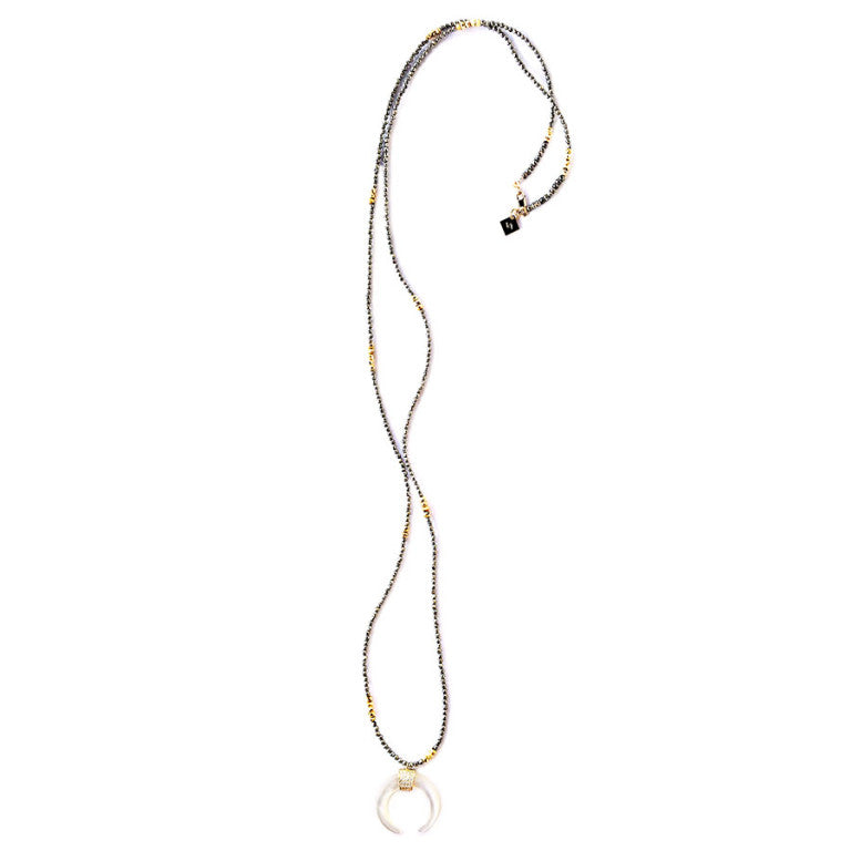 CELESTE MOTHER-OF-PEARL + PYRITE NECKLACE
