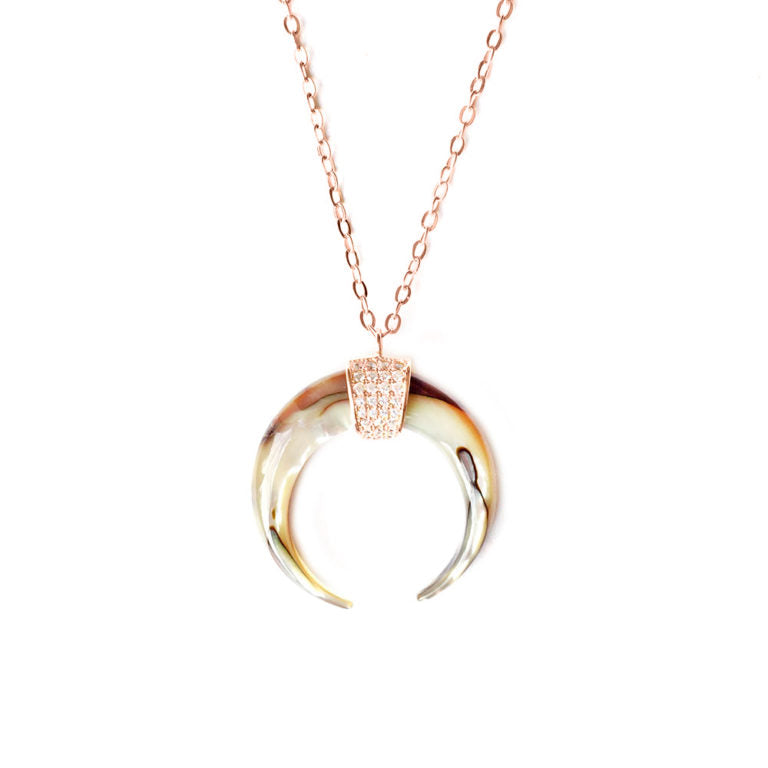 CELESTE DOUBLE HORN CRESCENT NECKLACE – VELINA Jewelry
