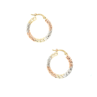 14K TRI-GOLD WOVEN HOOPS