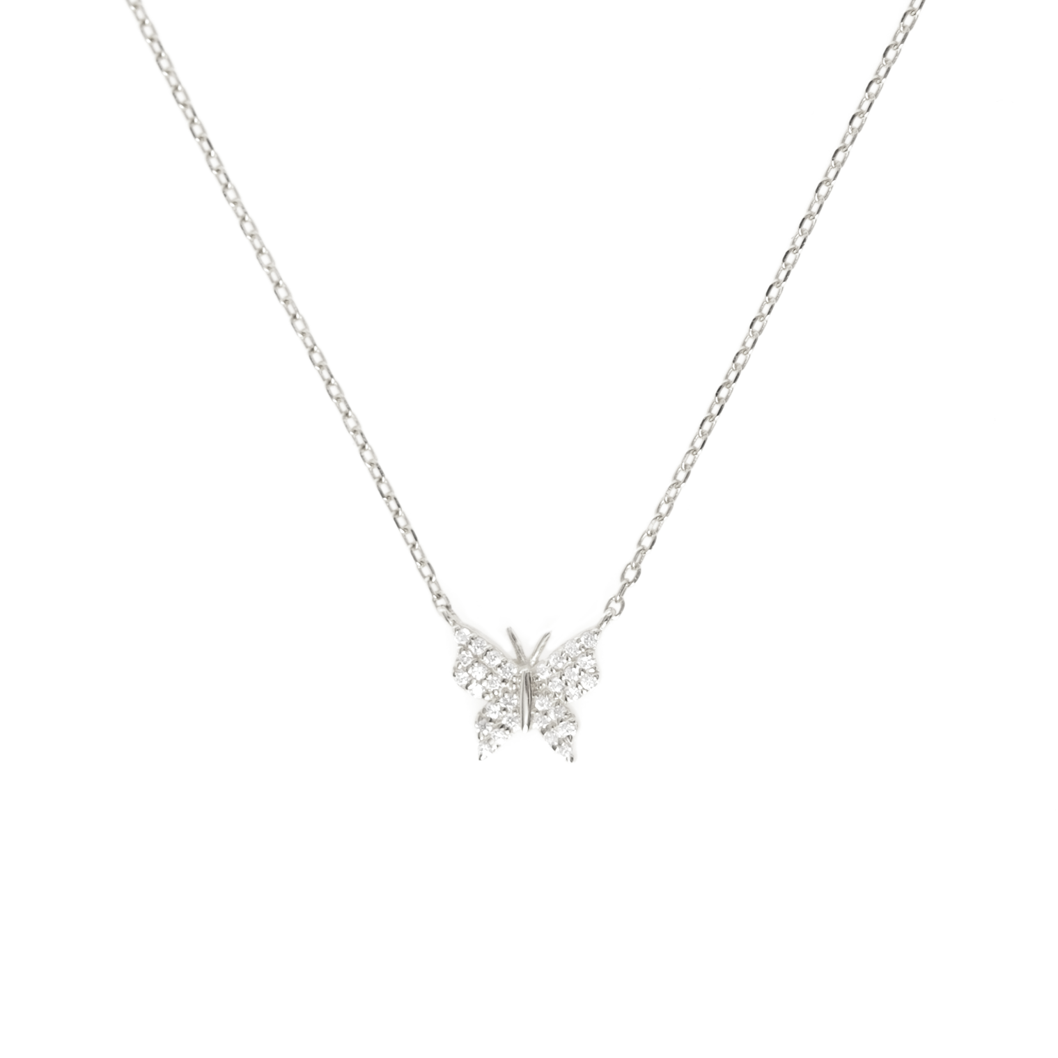 18K White Gold Plated Adjustable Crystal Butterfly Necklace Made With  Swarovski | eBay