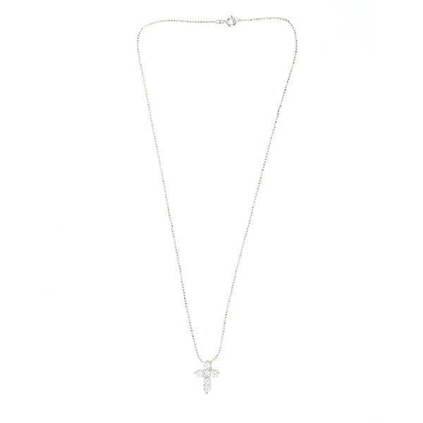 CRYSTAL CROSS NECKLACE ON BEAD CHAIN