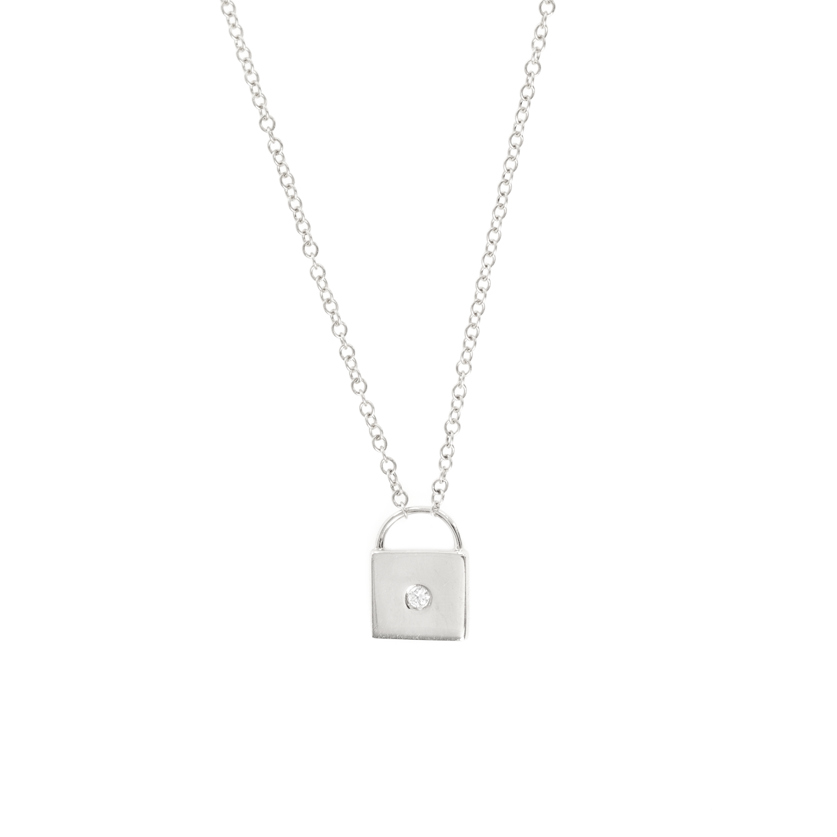 WHITE GOLD LOCK PENDANT NECKLACE – VELINA Jewelry